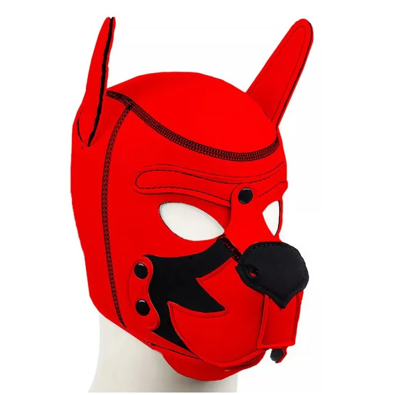 Kinky Puppy Cagoule Puppy Fox Néoprène Rouge-Noir